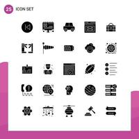 Set of 25 Modern UI Icons Symbols Signs for bag page automobile mail browser Editable Vector Design Elements