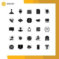 Group of 25 Modern Solid Glyphs Set for malware mark call trust certificate Editable Vector Design Elements