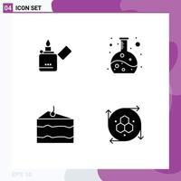 4 Thematic Vector Solid Glyphs and Editable Symbols of fire eat zippo flask computer graphics Editable Vector Design Elements