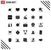 25 Thematic Vector Solid Glyphs and Editable Symbols of notification find heart science eye Editable Vector Design Elements