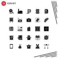 Mobile Interface Solid Glyph Set of 25 Pictograms of txt knowledge business education reform Editable Vector Design Elements