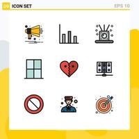 9 Creative Icons Modern Signs and Symbols of love wardrobe relaxing room home Editable Vector Design Elements