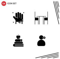 Stock Vector Icon Pack of 4 Line Signs and Symbols for bloody apple scary furniture education Editable Vector Design Elements