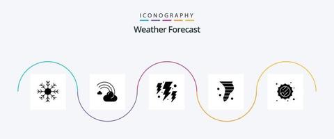paquete de iconos de glifo meteorológico 5 que incluye el clima. soplo. línea. aire. poder vector