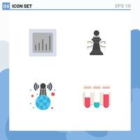 Editable Vector Line Pack of 4 Simple Flat Icons of analytics live chess game test Editable Vector Design Elements