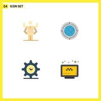 Group of 4 Flat Icons Signs and Symbols for ability world organization communication setting Editable Vector Design Elements