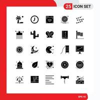 Mobile Interface Solid Glyph Set of 25 Pictograms of lights security web notification alert Editable Vector Design Elements