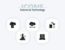 paquete de iconos de glifos de ciencia y tecnología 5 diseño de iconos. configuración del servicio en la nube. servicio de aplicaciones en la nube. técnico documentos del cielo. almacenamiento de archivos vector