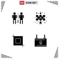 Pack of 4 creative Solid Glyphs of family tool people cny battery Editable Vector Design Elements
