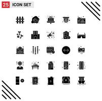 Solid Glyph Pack of 25 Universal Symbols of folder security camera cake security camera Editable Vector Design Elements