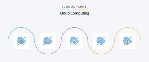 Cloud Computing Blue 5 Icon Pack Including cloud. cloud. protection. cloud vector