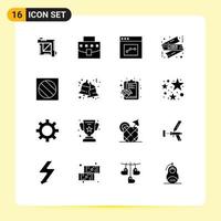 Set of 16 Modern UI Icons Symbols Signs for editing cyber monday sale analytics shop ribbon Editable Vector Design Elements