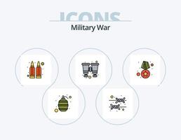 paquete de iconos lleno de línea de guerra militar 5 diseño de iconos. peligro. Linterna. ejército. dispositivo. ejército vector