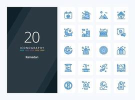 20 Ramadan Blue Color icon for presentation vector