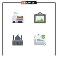 Editable Vector Line Pack of 4 Simple Flat Icons of bike muslim photo building connection Editable Vector Design Elements