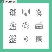 Outline Pack of 9 Universal Symbols of smart hand diploma bulb solution Editable Vector Design Elements