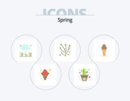 Spring Flat Icon Pack 5 Icon Design. ice. ice cream. growth. spring flower. anemone flower vector