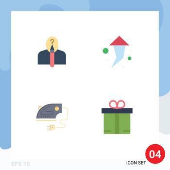 Editable Vector Line Pack of 4 Simple Flat Icons of anonymous home authorship right machine Editable Vector Design Elements
