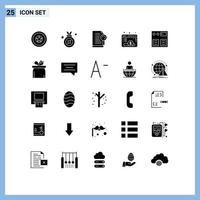 Modern Set of 25 Solid Glyphs and symbols such as online fund document website browser Editable Vector Design Elements