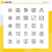 Set of 25 Modern UI Icons Symbols Signs for solution bulb lift discount limited time Editable Vector Design Elements