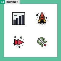 Pictogram Set of 4 Simple Filledline Flat Colors of analytics china rocket forward firecracker Editable Vector Design Elements