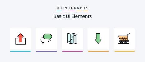 Basic Ui Elements Line Filled 5 Icon Pack Including arrows. pin. cart. navigation. map. Creative Icons Design vector