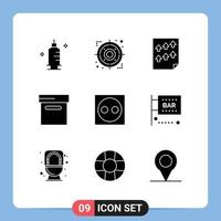 Group of 9 Modern Solid Glyphs Set for electronic devices data box report Editable Vector Design Elements