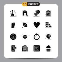 Modern Set of 16 Solid Glyphs Pictograph of emotional shopping real shop software Editable Vector Design Elements