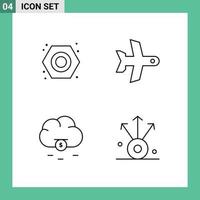 4 User Interface Line Pack of modern Signs and Symbols of mechanical funding plumbing transport connection Editable Vector Design Elements