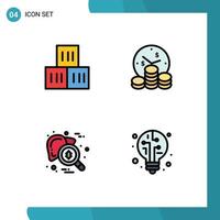 Modern Set of 4 Filledline Flat Colors and symbols such as box hepatitis transportation money testing Editable Vector Design Elements