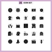 25 iconos creativos signos y símbolos modernos de flechas hacia abajo disco reproductor de video película romántica elementos de diseño vectorial editables vector