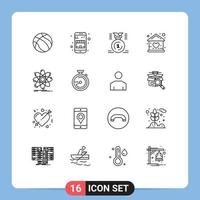 Outline Pack of 16 Universal Symbols of house doll award building win Editable Vector Design Elements