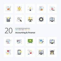 20 Accounting And Finance Flat Color icon Pack like money document planning balance award vector