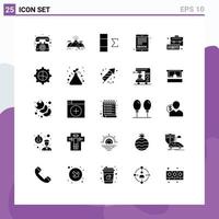 Modern Set of 25 Solid Glyphs and symbols such as management business blast internet book ebook Editable Vector Design Elements