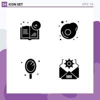 Set of 4 Modern UI Icons Symbols Signs for book mirror cd omelet mail Editable Vector Design Elements