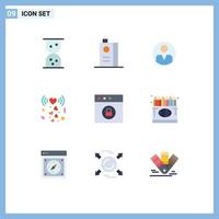 Group of 9 Flat Colors Signs and Symbols for back to school lock profile app romance Editable Vector Design Elements