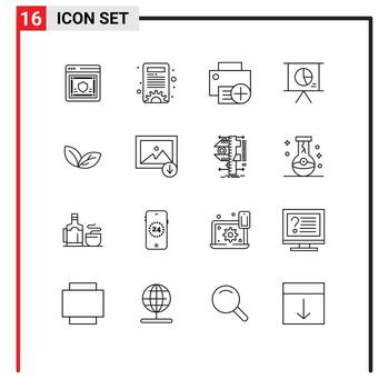 conjunto de 16 contornos vectoriales en la cuadrícula para la presentación de crecimiento agregar hardware de marketing elementos de diseño vectorial editables vector