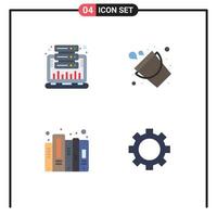 Modern Set of 4 Flat Icons Pictograph of analysis history statistic fire document Editable Vector Design Elements