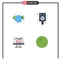 Universal Icon Symbols Group of 4 Modern Flat Icons of earth graph green night kpi Editable Vector Design Elements
