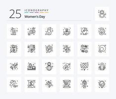 paquete de iconos de 25 líneas del día de la mujer que incluye homófilo. feminismo. femenino. mundo. costa afuera vector