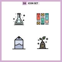 Set of 4 Modern UI Icons Symbols Signs for school milk back to school wirefram budget Editable Vector Design Elements