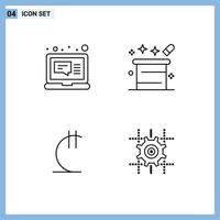 Mobile Interface Line Set of 4 Pictograms of email lari message magical georgia Editable Vector Design Elements