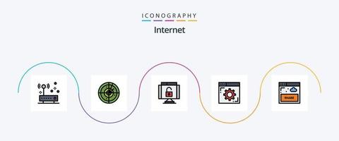 Internet Line Filled Flat 5 Icon Pack Including share. webpage. data. setting. browser vector