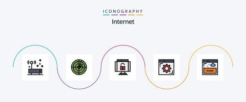 paquete de iconos de 5 planos llenos de línea de Internet que incluye compartir. página web. datos. entorno. navegador vector