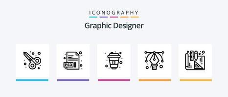 Graphic Designer Line 5 Icon Pack Including jewel. brilliant. graphics. design. sketch. Creative Icons Design vector