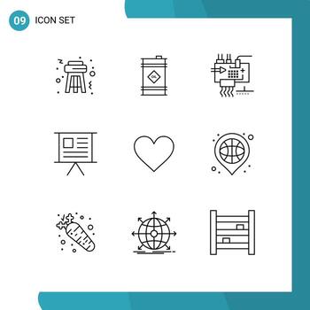 9 concepto de esquema para sitios web móviles y aplicaciones aman el marketing personalizar gráfico negocio elementos de diseño vectorial editables vector