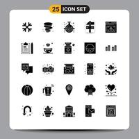 Group of 25 Solid Glyphs Signs and Symbols for page game flask developer craft Editable Vector Design Elements