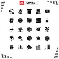 Set of 25 Commercial Solid Glyphs pack for world hardware location computer tools Editable Vector Design Elements