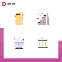 Group of 4 Flat Icons Signs and Symbols for phone up back floor hot Editable Vector Design Elements