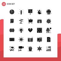 Set of 25 Commercial Solid Glyphs pack for device day business cancer trade Editable Vector Design Elements